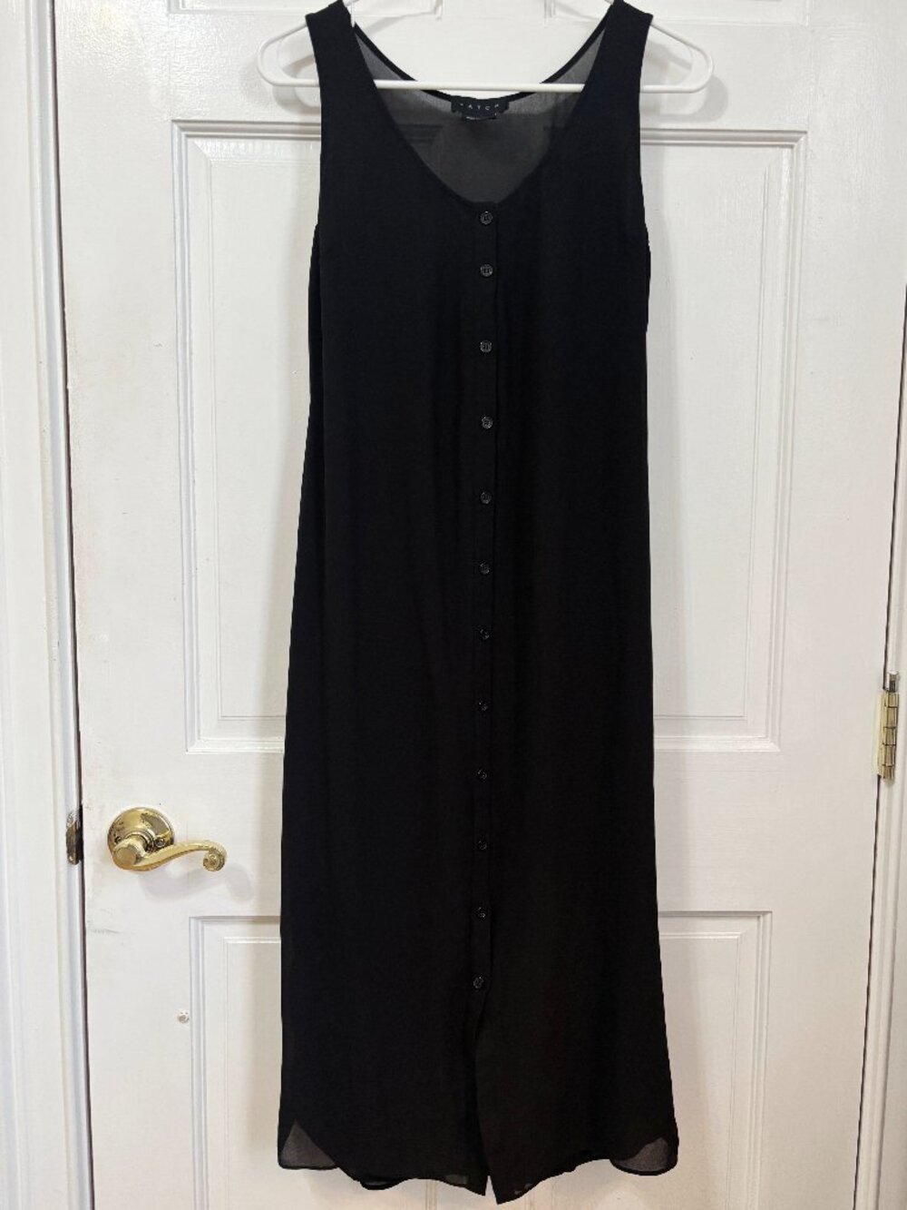 HATCH Dress Black Sleeveless Tank Sheer Layers Tie Front Maternity Summer S 1